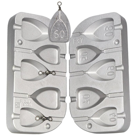 Fishing Lead Mold Flat Pear Code 037 40-50-60-70-80g